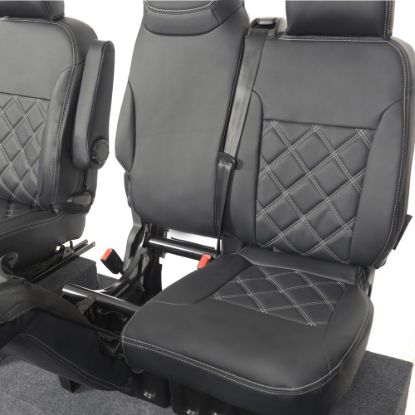 Picture of UK Custom Covers Fiat Talento Double Diamond Bentley Stitch Leatherette Front Seat Covers (2016 Onwards) - Single/Double WITH Folding Middle Seat & Split Passenger Base | SC639B