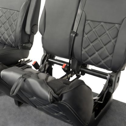 Picture of UK Custom Covers Fiat Talento Double Diamond Bentley Stitch Leatherette Front Seat Covers (2016 Onwards) - Single/Double WITH Folding Middle Seat & Split Passenger Base | SC639B