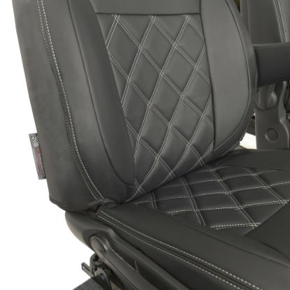 Picture of UK Custom Covers Fiat Talento Double Diamond Bentley Stitch Leatherette Front Seat Covers (2016 Onwards) - Single/Double WITH Folding Middle Seat & Split Passenger Base | SC639B