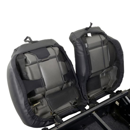 Picture of UK Custom Covers Vauxhall Vivaro Seat Covers Leatherette (2014-2019) Front Single/Double Split Passenger Base NO Folding Middle Seat - Double Diamond Bentley Stitch | SC664B