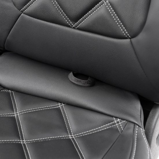 Picture of UK Custom Covers Vauxhall Vivaro Seat Covers Leatherette (2014-2019) Front Single/Double Split Passenger Base NO Folding Middle Seat - Double Diamond Bentley Stitch | SC664B