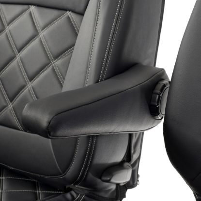 Picture of UK Custom Covers Vauxhall Vivaro Seat Covers Leatherette (2014-2019) Front Single/Double Split Passenger Base NO Folding Middle Seat - Double Diamond Bentley Stitch | SC664B