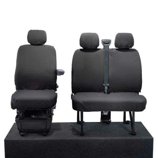 UK Custom Covers Vauxhall Movano Seat Covers Cotton-Backed PU (2010-2022) - Front No Folding Middle Seat & No Split Passenger Base
