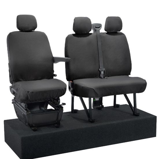 Picture of UK Custom Covers Vauxhall Movano Seat Covers Cotton-Backed PU (2010-2022) - Front No Folding Middle Seat & No Split Passenger Base | SC668B