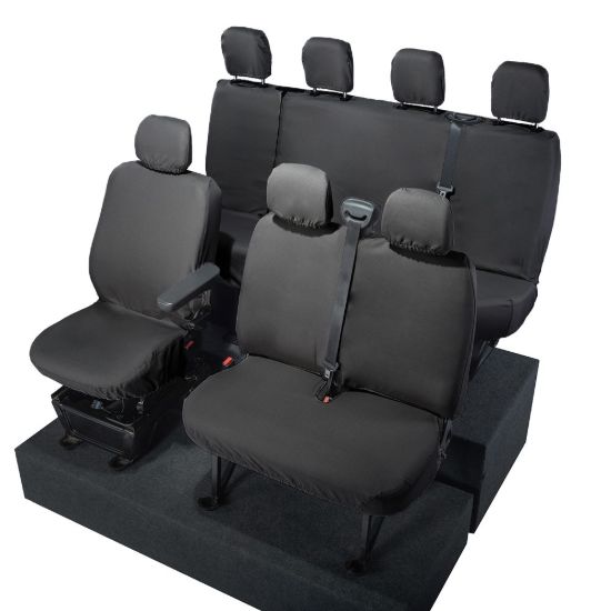 Picture of UK Custom Covers Vauxhall Movano Seat Covers Cotton-Backed PU (2010-2022) - Front & Rear No Folding Middle Seat & No Split Passenger Base | SC668B-416B