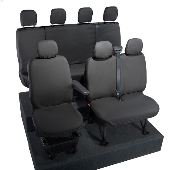 Picture of UK Custom Covers Vauxhall Movano Seat Covers Cotton-Backed PU (2010-2022) - Front & Rear No Folding Middle Seat & No Split Passenger Base | SC668B-416B