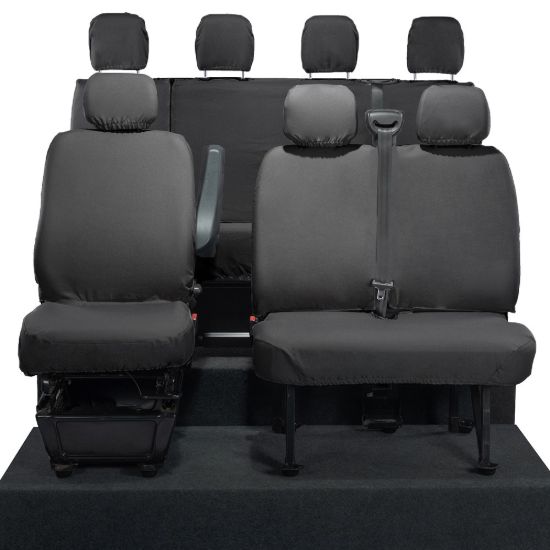 Picture of UK Custom Covers Vauxhall Movano Seat Covers Cotton-Backed PU (2010-2022) - Front & Rear No Folding Middle Seat & No Split Passenger Base | SC668B-416B