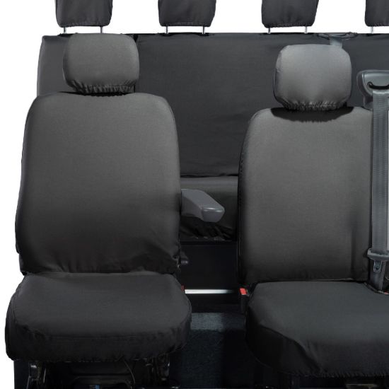 Picture of UK Custom Covers Vauxhall Movano Seat Covers Cotton-Backed PU (2010-2022) - Front & Rear No Folding Middle Seat & No Split Passenger Base | SC668B-416B