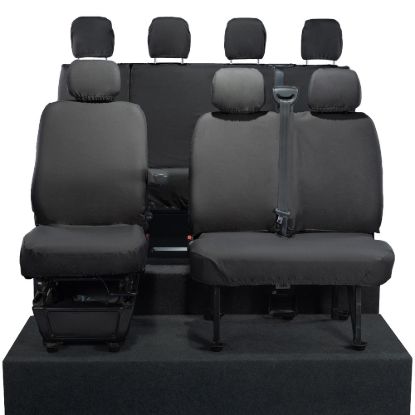 UK Custom Covers Vauxhall Movano Seat Covers Cotton-Backed PU (2010-2022) - Front & Rear No Folding Middle Seat & No Split Passenger Base