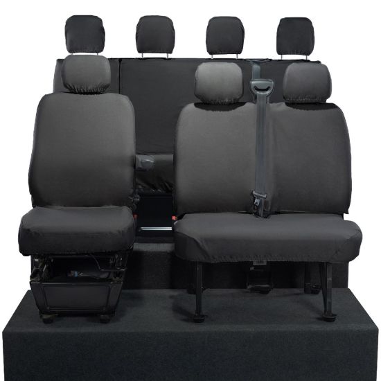 UK Custom Covers Vauxhall Movano Seat Covers Cotton-Backed PU (2010-2022) - Front & Rear No Folding Middle Seat & No Split Passenger Base