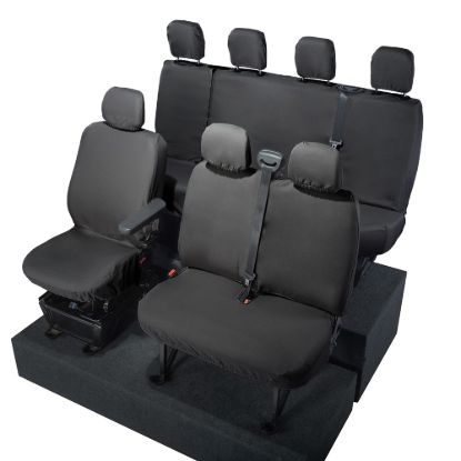 Picture of UK Custom Covers Vauxhall Movano Seat Covers Cotton-Backed PU (2010-2022) - Front & Rear No Folding Middle Seat & No Split Passenger Base | SC668B-416B