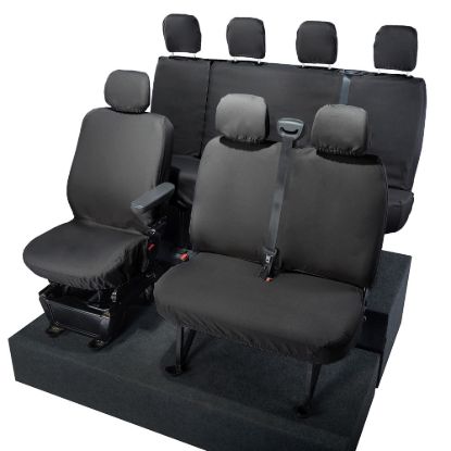 Picture of UK Custom Covers Vauxhall Movano Seat Covers Cotton-Backed PU (2010-2022) - Front & Rear No Folding Middle Seat & No Split Passenger Base | SC668B-416B