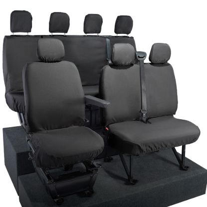 Picture of UK Custom Covers Vauxhall Movano Seat Covers Cotton-Backed PU (2010-2022) - Front & Rear No Folding Middle Seat & No Split Passenger Base | SC668B-416B