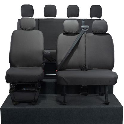Picture of UK Custom Covers Vauxhall Movano Seat Covers Cotton-Backed PU (2010-2022) - Front & Rear No Folding Middle Seat & No Split Passenger Base | SC668B-416B