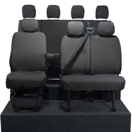 Picture of UK Custom Covers Vauxhall Movano Seat Covers Cotton-Backed PU (2010-2022) - Front & Rear No Folding Middle Seat & No Split Passenger Base | SC668B-416B