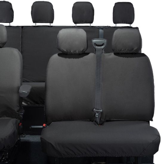 Picture of UK Custom Covers Vauxhall Movano Seat Covers Cotton-Backed PU (2010-2022) - Front & Rear No Folding Middle Seat & No Split Passenger Base | SC668B-416B