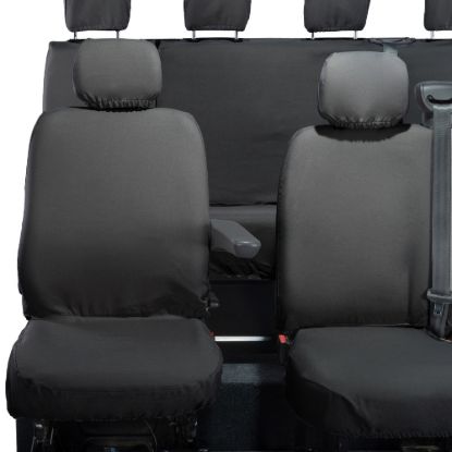 Picture of UK Custom Covers Vauxhall Movano Seat Covers Cotton-Backed PU (2010-2022) - Front & Rear No Folding Middle Seat & No Split Passenger Base | SC668B-416B