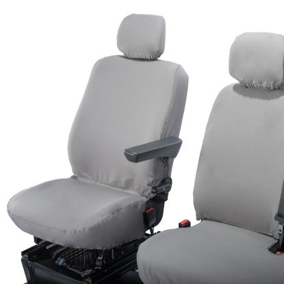 Picture of UK Custom Covers Vauxhall Movano Seat Covers Cotton-Backed PU (2010-2022) - Front No Folding Middle Seat & No Split Passenger Base - Grey | SC668G