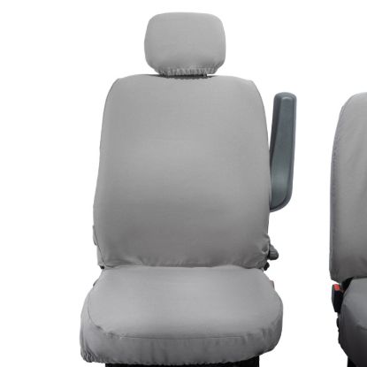 Picture of UK Custom Covers Vauxhall Movano Seat Covers Cotton-Backed PU (2010-2022) - Front No Folding Middle Seat & No Split Passenger Base - Grey | SC668G