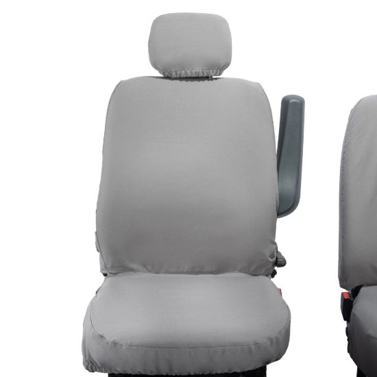 Picture of UK Custom Covers Vauxhall Movano Seat Covers Cotton-Backed PU (2010-2022) - Front No Folding Middle Seat & No Split Passenger Base - Grey | SC668G