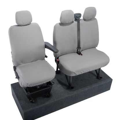 Picture of UK Custom Covers Vauxhall Movano Seat Covers Cotton-Backed PU (2010-2022) - Front No Folding Middle Seat & No Split Passenger Base - Grey | SC668G