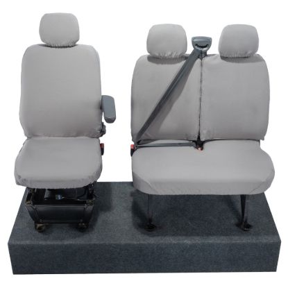 Picture of UK Custom Covers Vauxhall Movano Seat Covers Cotton-Backed PU (2010-2022) - Front No Folding Middle Seat & No Split Passenger Base - Grey | SC668G