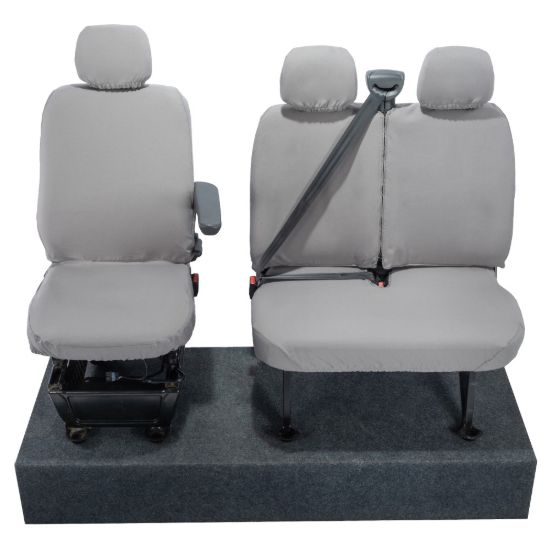 Picture of UK Custom Covers Vauxhall Movano Seat Covers Cotton-Backed PU (2010-2022) - Front No Folding Middle Seat & No Split Passenger Base - Grey | SC668G