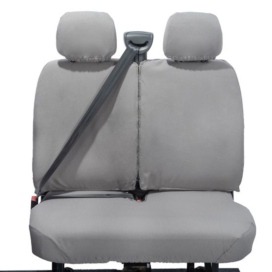 Picture of UK Custom Covers Vauxhall Movano Seat Covers Cotton-Backed PU (2010-2022) - Front No Folding Middle Seat & No Split Passenger Base - Grey | SC668G