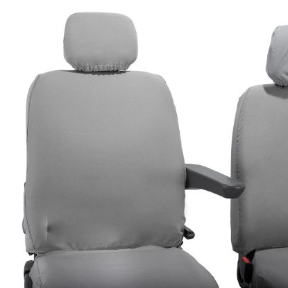 Picture of UK Custom Covers Vauxhall Movano Seat Covers Cotton-Backed PU (2010-2022) - Front No Folding Middle Seat & No Split Passenger Base - Grey | SC668G