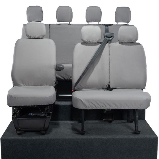 Picture of UK Custom Covers Vauxhall Movano Seat Covers Cotton-Backed PU (2010-2022) - Front & Rear No Folding Middle Seat & No Split Passenger Base - Grey | SC668G-416G