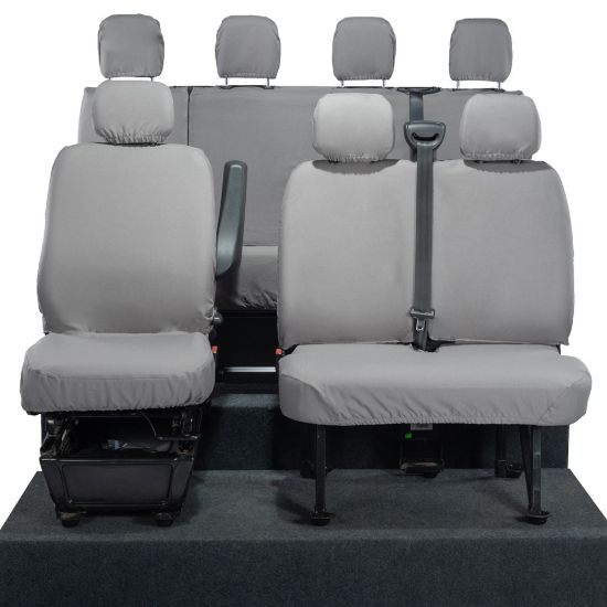 Picture of UK Custom Covers Vauxhall Movano Seat Covers Cotton-Backed PU (2010-2022) - Front & Rear No Folding Middle Seat & No Split Passenger Base - Grey | SC668G-416G