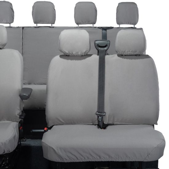 Picture of UK Custom Covers Vauxhall Movano Seat Covers Cotton-Backed PU (2010-2022) - Front & Rear No Folding Middle Seat & No Split Passenger Base - Grey | SC668G-416G