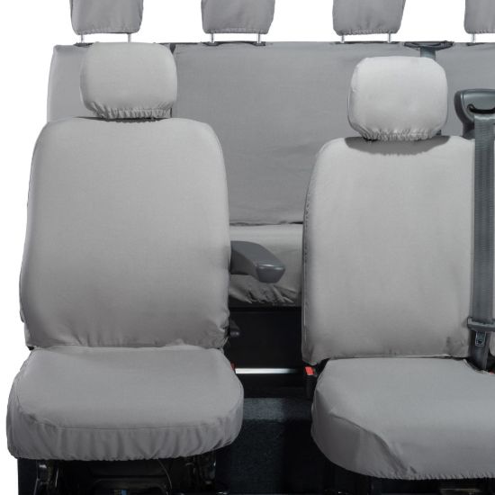 Picture of UK Custom Covers Vauxhall Movano Seat Covers Cotton-Backed PU (2010-2022) - Front & Rear No Folding Middle Seat & No Split Passenger Base - Grey | SC668G-416G
