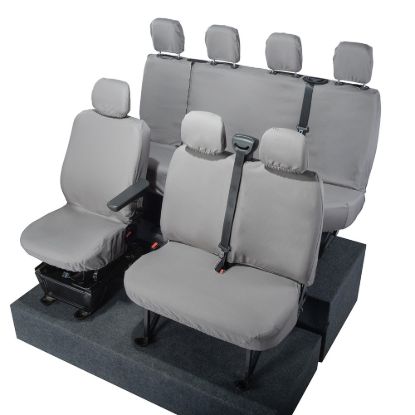 Picture of UK Custom Covers Vauxhall Movano Seat Covers Cotton-Backed PU (2010-2022) - Front & Rear No Folding Middle Seat & No Split Passenger Base - Grey | SC668G-416G