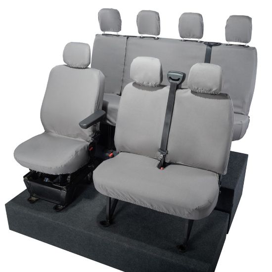 Picture of UK Custom Covers Vauxhall Movano Seat Covers Cotton-Backed PU (2010-2022) - Front & Rear No Folding Middle Seat & No Split Passenger Base - Grey | SC668G-416G