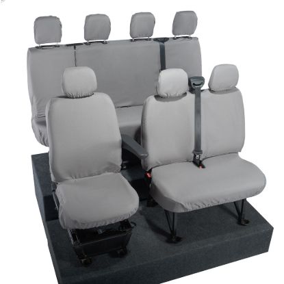Picture of UK Custom Covers Vauxhall Movano Seat Covers Cotton-Backed PU (2010-2022) - Front & Rear No Folding Middle Seat & No Split Passenger Base - Grey | SC668G-416G
