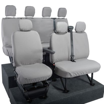 Picture of UK Custom Covers Vauxhall Movano Seat Covers Cotton-Backed PU (2010-2022) - Front & Rear No Folding Middle Seat & No Split Passenger Base - Grey | SC668G-416G
