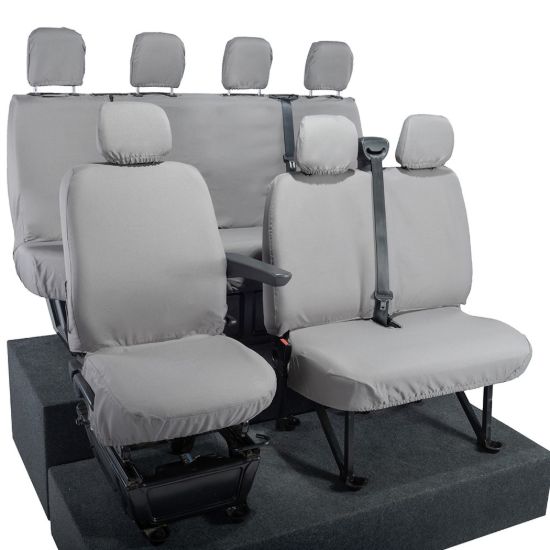 Picture of UK Custom Covers Vauxhall Movano Seat Covers Cotton-Backed PU (2010-2022) - Front & Rear No Folding Middle Seat & No Split Passenger Base - Grey | SC668G-416G