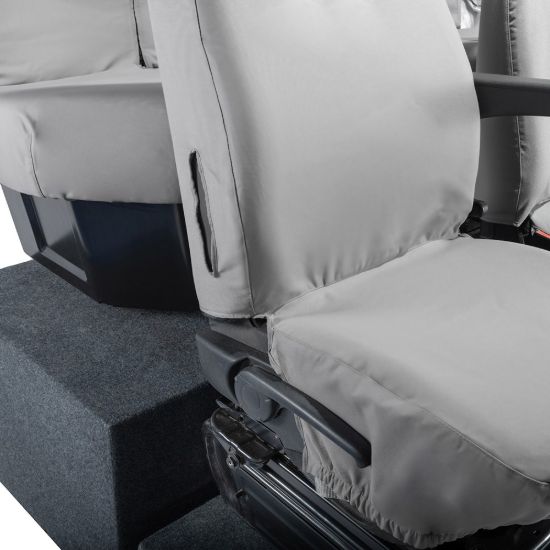 Picture of UK Custom Covers Vauxhall Movano Seat Covers Cotton-Backed PU (2010-2022) - Front & Rear No Folding Middle Seat & No Split Passenger Base - Grey | SC668G-416G