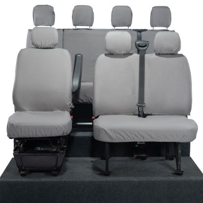 Picture of UK Custom Covers Vauxhall Movano Seat Covers Cotton-Backed PU (2010-2022) - Front & Rear No Folding Middle Seat & No Split Passenger Base - Grey | SC668G-416G
