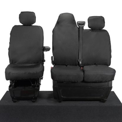 UK Custom Covers Vauxhall Movano Seat Covers Cotton-Backed PU (2010-2022) - Front With Folding Middle Seat & Split Passenger Base