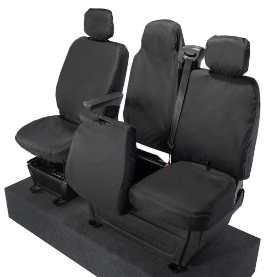 Picture of UK Custom Covers Vauxhall Movano Seat Covers Cotton-Backed PU (2010-2022) - Front With Folding Middle Seat & Split Passenger Base | SC669B