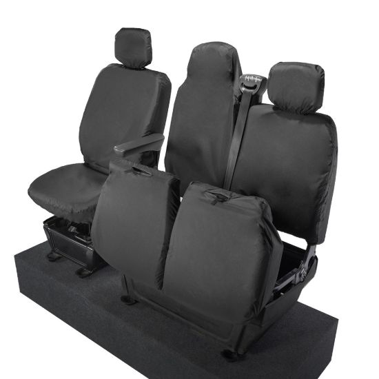 Picture of UK Custom Covers Vauxhall Movano Seat Covers Cotton-Backed PU (2010-2022) - Front With Folding Middle Seat & Split Passenger Base | SC669B