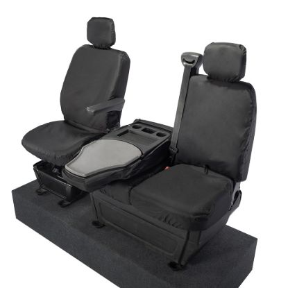Picture of UK Custom Covers Vauxhall Movano Seat Covers Cotton-Backed PU (2010-2022) - Front With Folding Middle Seat & Split Passenger Base | SC669B