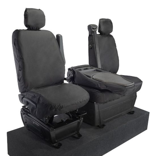 Picture of UK Custom Covers Vauxhall Movano Seat Covers Cotton-Backed PU (2010-2022) - Front With Folding Middle Seat & Split Passenger Base | SC669B