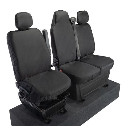 Picture of UK Custom Covers Vauxhall Movano Seat Covers Cotton-Backed PU (2010-2022) - Front With Folding Middle Seat & Split Passenger Base | SC669B