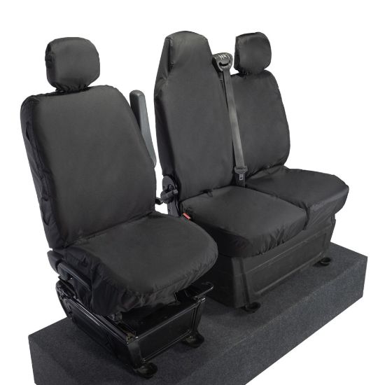 Picture of UK Custom Covers Vauxhall Movano Seat Covers Cotton-Backed PU (2010-2022) - Front With Folding Middle Seat & Split Passenger Base | SC669B