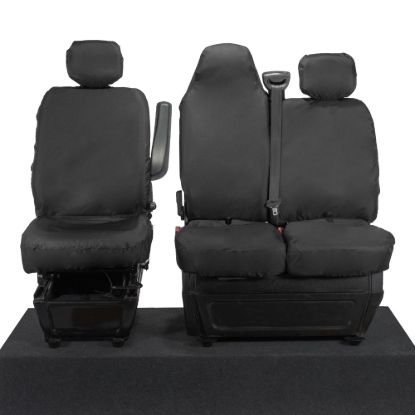 Picture of UK Custom Covers Vauxhall Movano Seat Covers Cotton-Backed PU (2010-2022) - Front With Folding Middle Seat & Split Passenger Base | SC669B