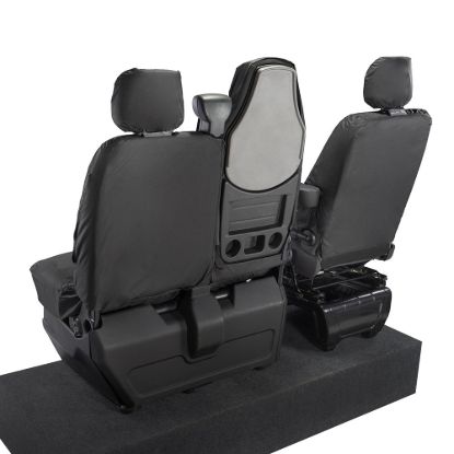 Picture of UK Custom Covers Vauxhall Movano Seat Covers Cotton-Backed PU (2010-2022) - Front With Folding Middle Seat & Split Passenger Base | SC669B