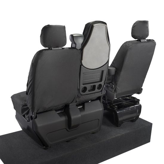 Picture of UK Custom Covers Vauxhall Movano Seat Covers Cotton-Backed PU (2010-2022) - Front With Folding Middle Seat & Split Passenger Base | SC669B